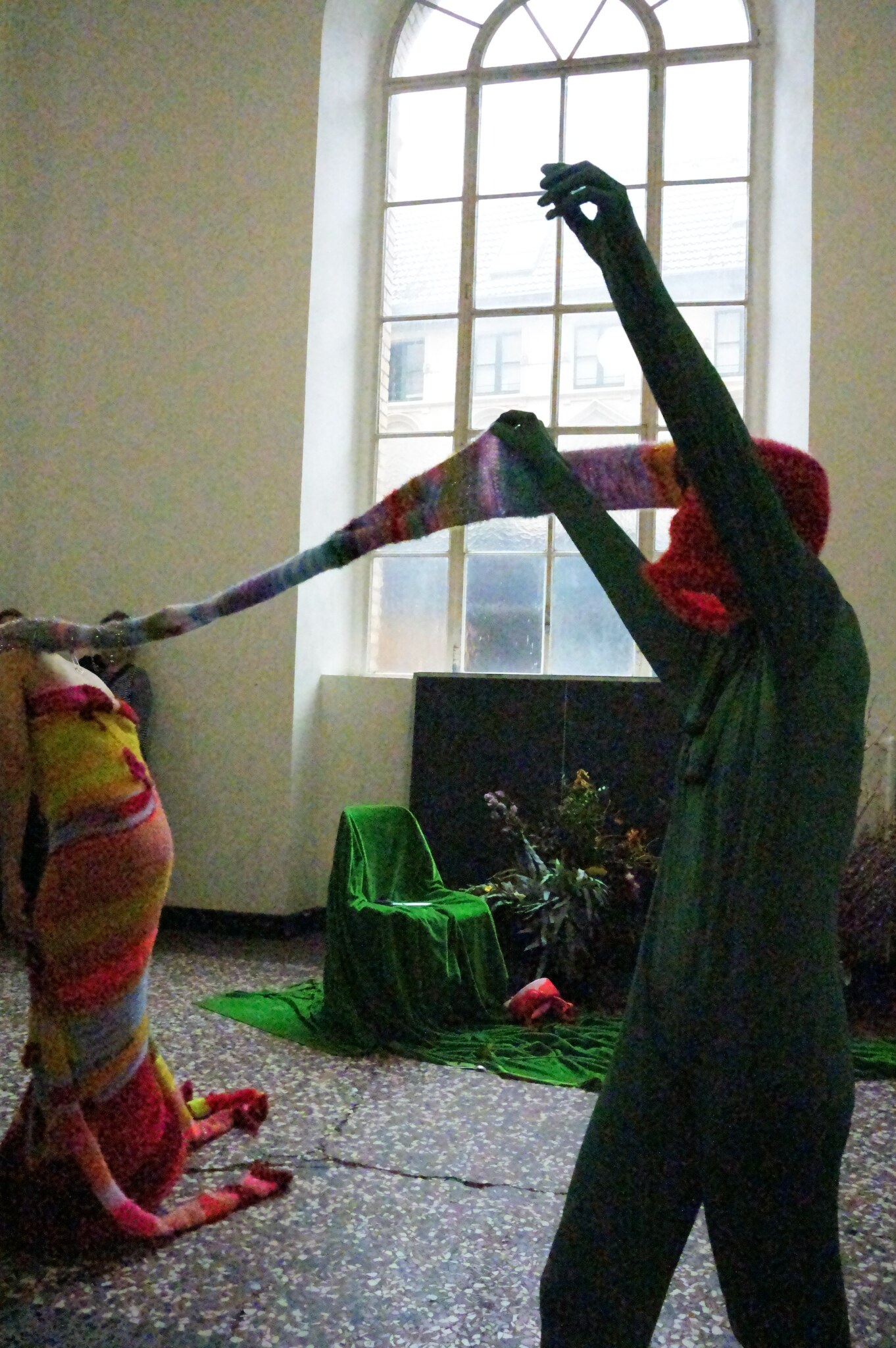 The staged fight continuing in the exhibition space