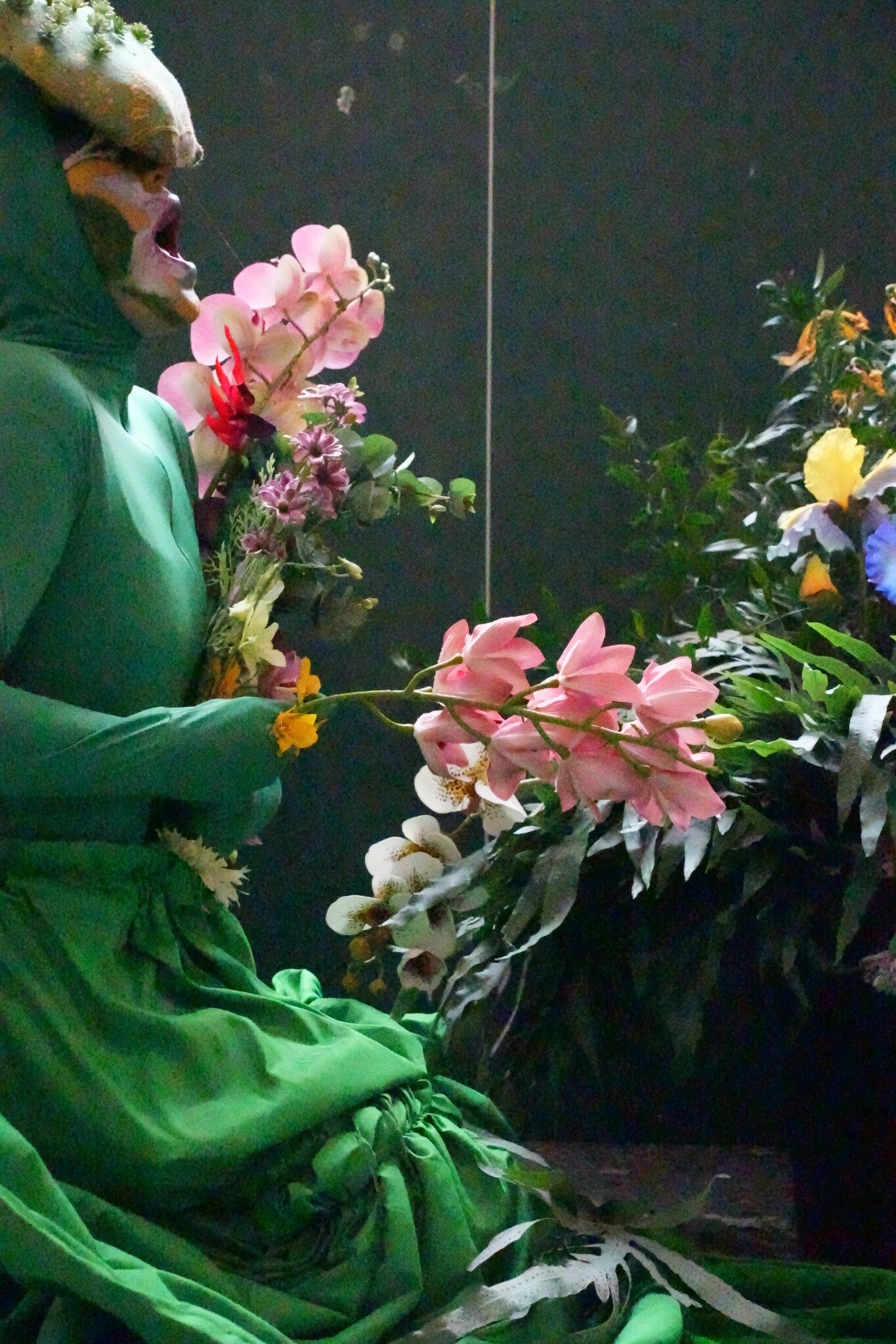 Close view of the crying flower goddess