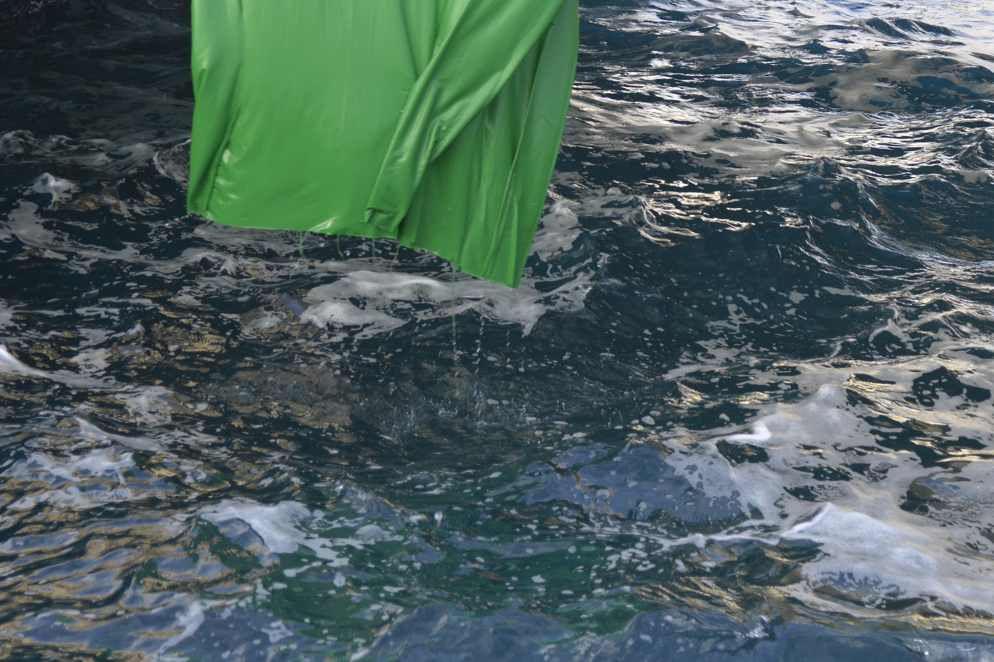 Waves passing over the green-screen fabric