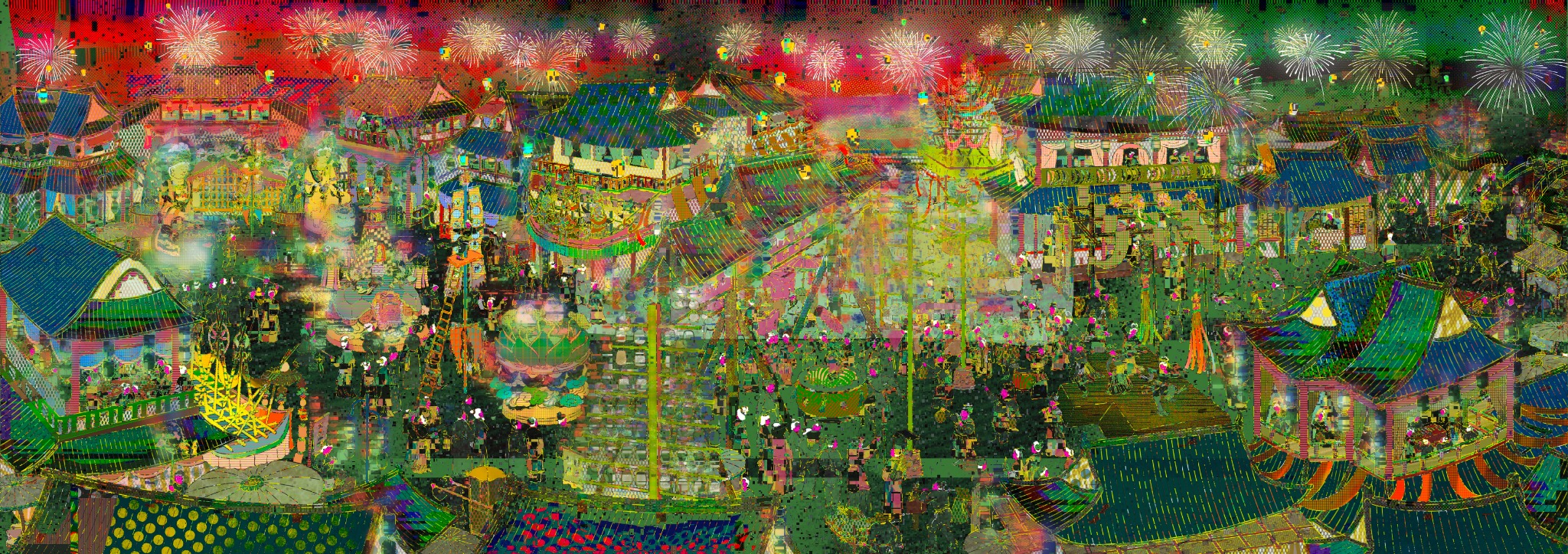 Revelry and Pageantry on Lantern Festival Night, digital painting