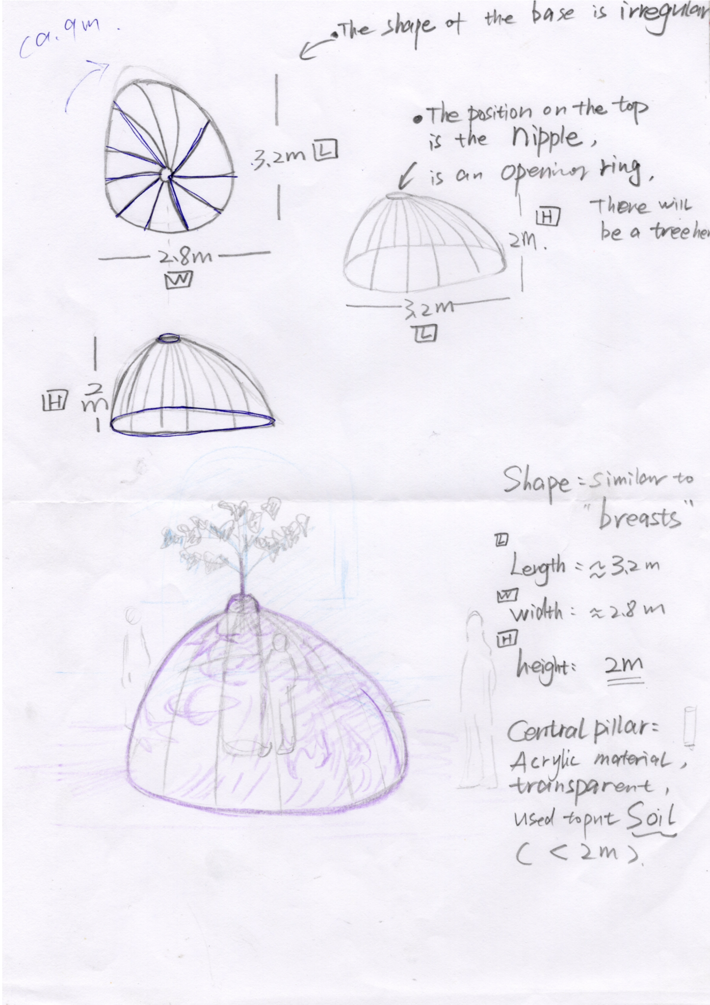 Measured construction study for an organic structure